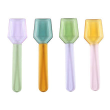 Load image into Gallery viewer, Pastel glass dessert spoons standing upright in translucent yellow, green, lavender, and pink colours