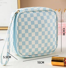 Load image into Gallery viewer, TRAVEL CHECKER GINGHAM MAKEUP COSMETIC POUCH BAG | 40P537 - The Boutique by Sour Apple Beauty Bar