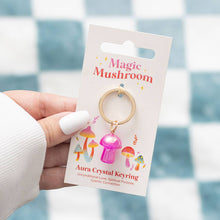 Load image into Gallery viewer, Pink Aura Crystal Mushroom Keyring