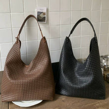 Load image into Gallery viewer, Vegan Faux Leather Woven Tote Shoulder Bag - The Boutique by Sour Apple Beauty Bar