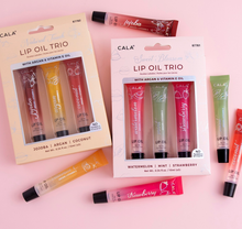 Load image into Gallery viewer, CALA LIP OIL TRIO WATERMELON STRAWBERRY JOJOBA ARAGAN MINT
