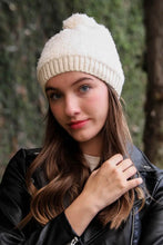 Load image into Gallery viewer, Soft Furry Pom Knit Beanie | Ivory
