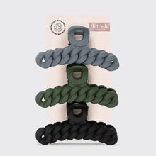 Load image into Gallery viewer, Eco-friendly Chain Claw Clip 3pc Set - Black/Moss