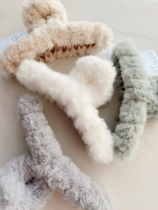 Fuzzy Teddy - Hair Claw Clip