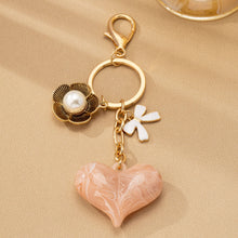 Load image into Gallery viewer, BAG CHARM KEY CHAIN-SWIRL HEART PERAL FLORAL BOW
