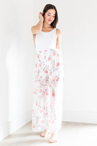 Camryn Sheer Lined Gaucho in Ivory Floral Print