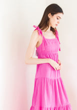 Load image into Gallery viewer, Jordan Tie Shoulder Maxi Dress in Vivid Pink
