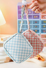 Load image into Gallery viewer, TRAVEL CHECKER GINGHAM MAKEUP COSMETIC POUCH BAG | 40P537 - The Boutique by Sour Apple Beauty Bar
