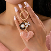 Load image into Gallery viewer, BAG CHARM KEY CHAIN-SWIRL HEART PERAL FLORAL BOW
