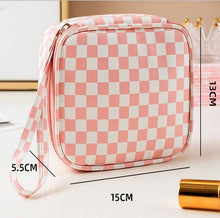 Load image into Gallery viewer, TRAVEL CHECKER GINGHAM MAKEUP COSMETIC POUCH BAG | 40P537 - The Boutique by Sour Apple Beauty Bar
