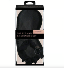 Load image into Gallery viewer, Satin Eyemask &amp; Sleep Scrunchie Set - Black
