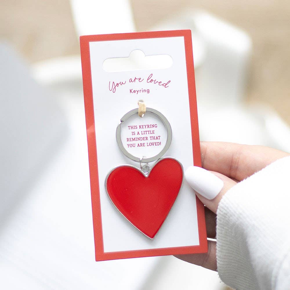 You Are Loved Valentine's Day Heart Keyring