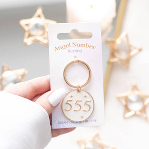 555 Angel Number Keyring