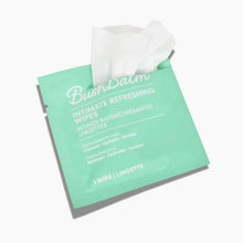 Load image into Gallery viewer, Pack of BushBalm intimate refreshing wipes on a white background
