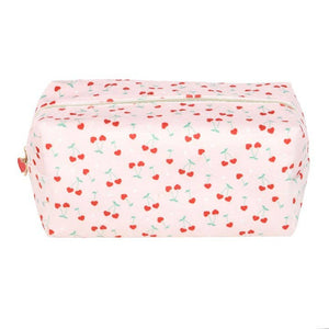 Heart Cherry Print Makeup Bag