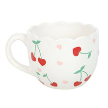 Load image into Gallery viewer, Scalloped Cherry Heart Valentine&#39;s Day Mug
