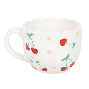 Scalloped Cherry Heart Valentine's Day Mug