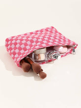 Load image into Gallery viewer, TRAVEL GINGHAM CHECKER MAKEUP COSMETIC POUCH BAG | 40P528 - The Boutique by Sour Apple Beauty Bar
