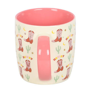 Howdy Pink Cowboy Boot Print Mug