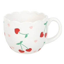 Load image into Gallery viewer, Scalloped Cherry Heart Valentine&#39;s Day Mug
