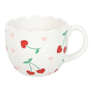 Scalloped Cherry Heart Valentine's Day Mug