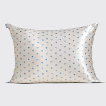 Load image into Gallery viewer, Standard Satin Pillowcase – Pearlized Cream &amp; Coastal Blue Print - The Boutique by Sour Apple Beauty Bar
