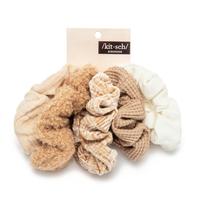 Assorted Textured Scrunchies 5pc - Sand