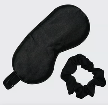 Load image into Gallery viewer, Satin Eyemask &amp; Sleep Scrunchie Set - Black
