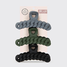 Load image into Gallery viewer, Eco-friendly Chain Claw Clip 3pc Set - Black/Moss
