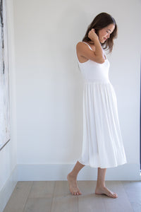 The Ribbed Penny Dress in Ivory