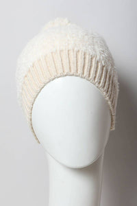 Soft Furry Pom Knit Beanie | Ivory