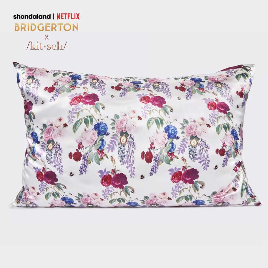 Bridgerton x Kitsch Standard Satin Pillowcase - Floral
